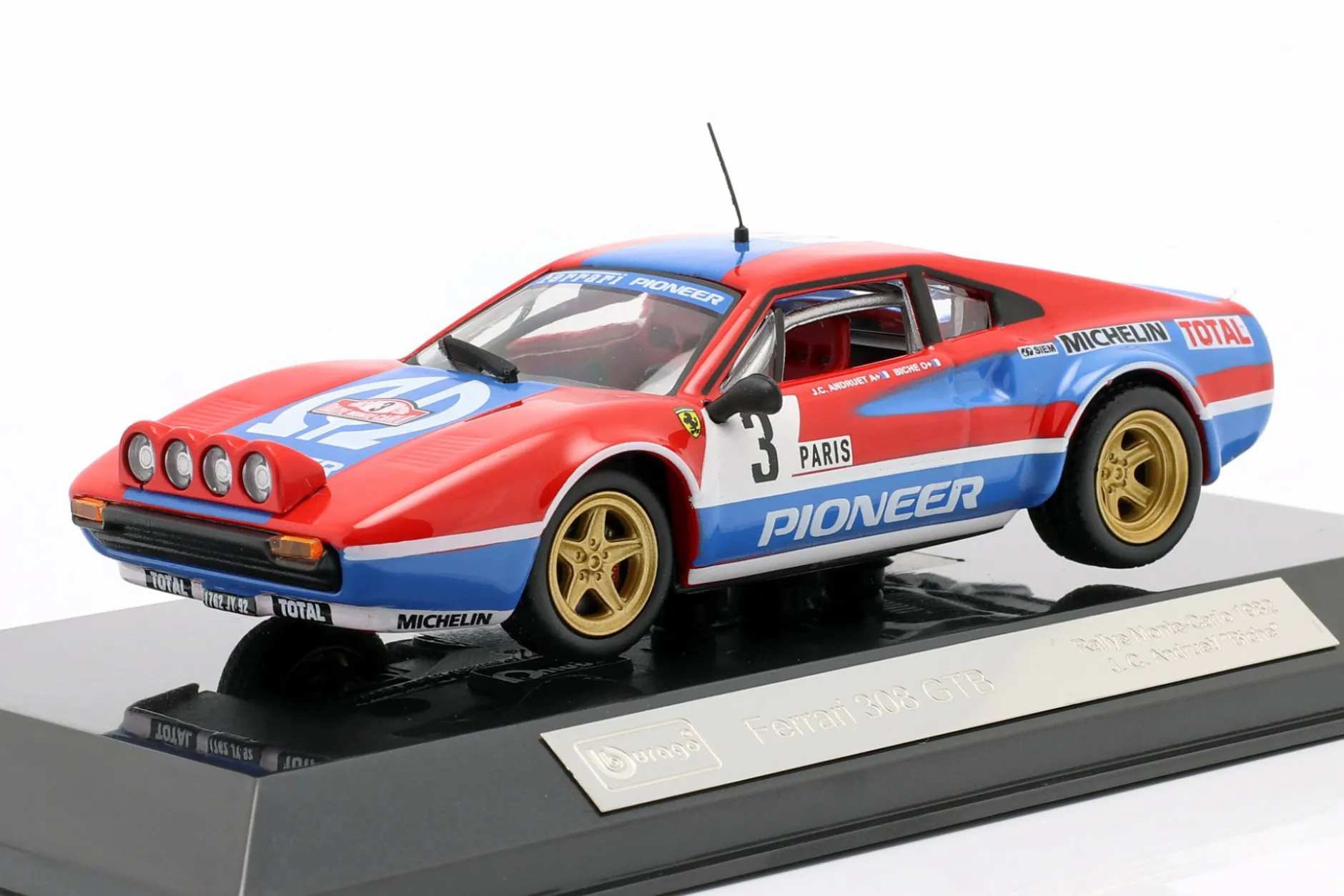 Ferrari 308 GTB #3 Rallye Monte Carlo 1982 Andruet, Biche 1:43 Bburago