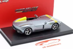 Ferrari Monza SP1 Baujahr 2019 silbergrau metallic / gelb 1:43 Bburago Signature