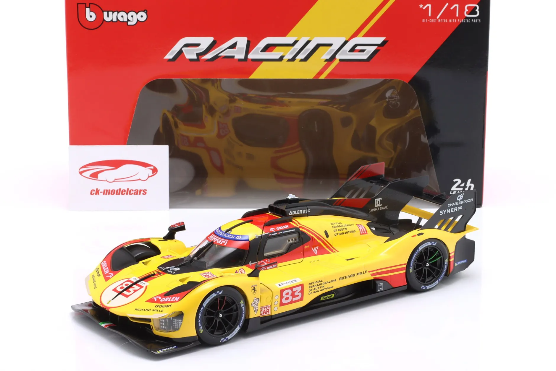 Ferrari 499P #83 24h LeMans 2024 Kubica, Shwartzman, Ye 1:18 Bburago