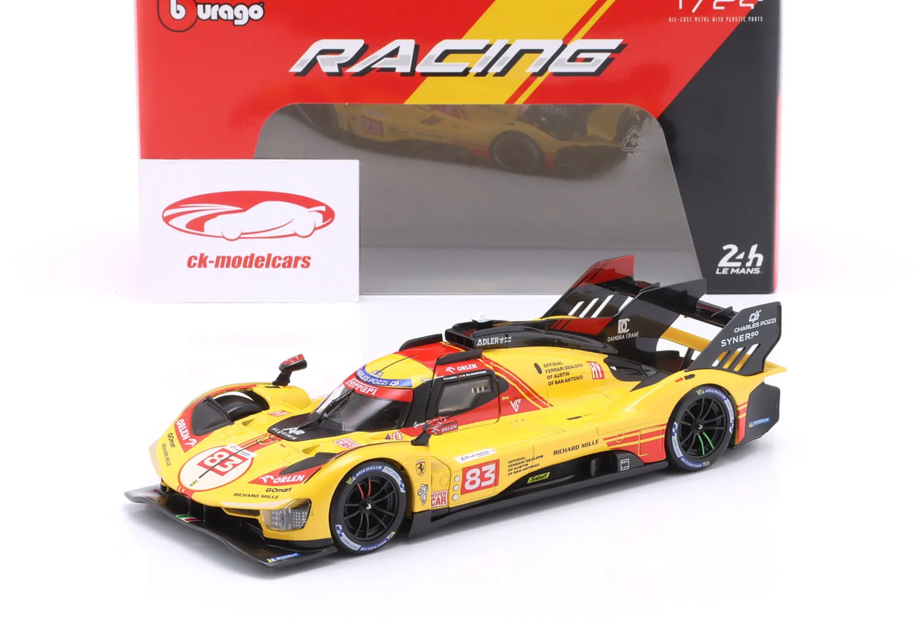 Ferrari 499P #83 24h LeMans 2024 Kubica, Shwartzman, Ye 1:24 Bburago