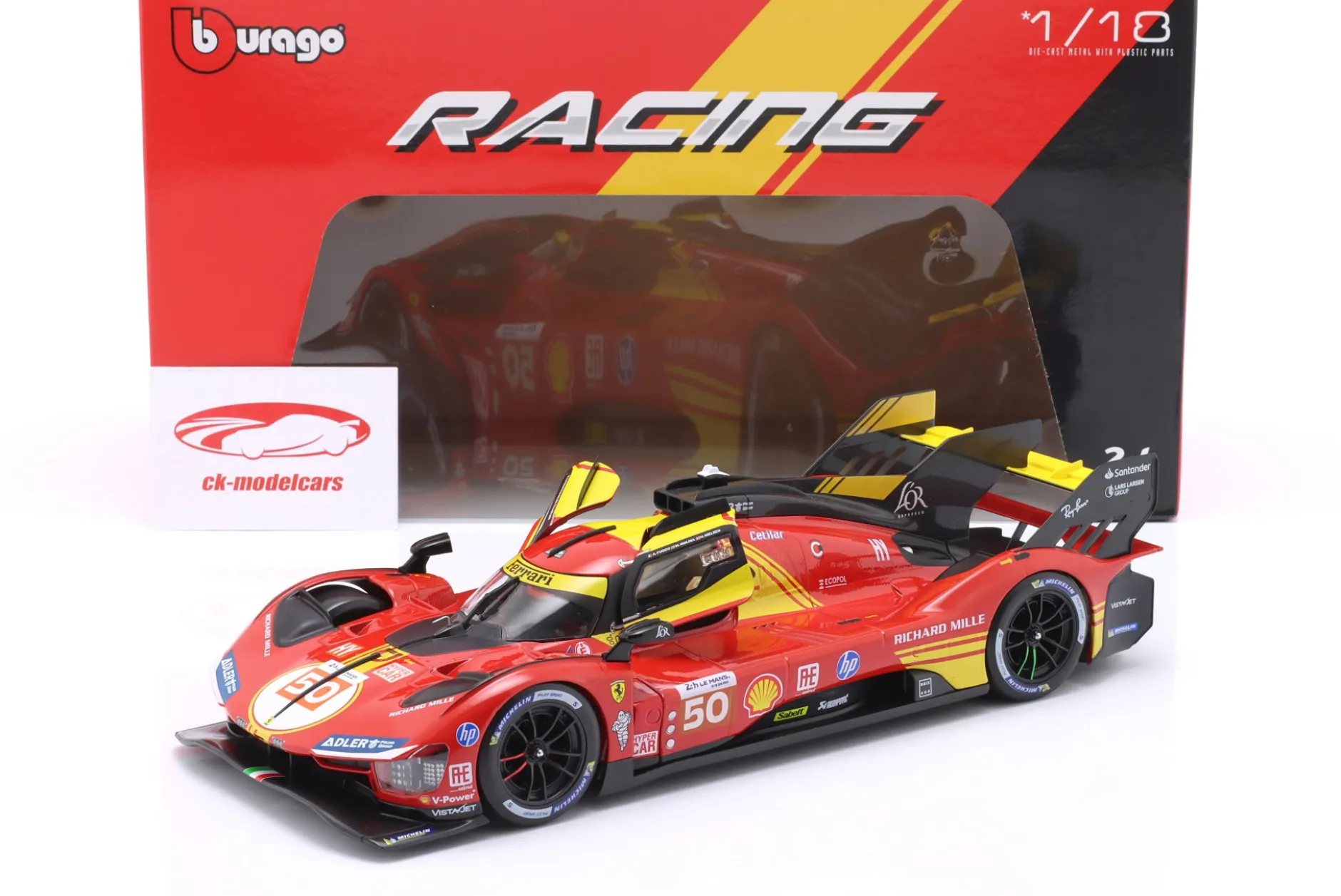 Ferrari 499P #50 Sieger 24h LeMans 2024 Fuoco, Molina, Nielsen 1:18 Bburago