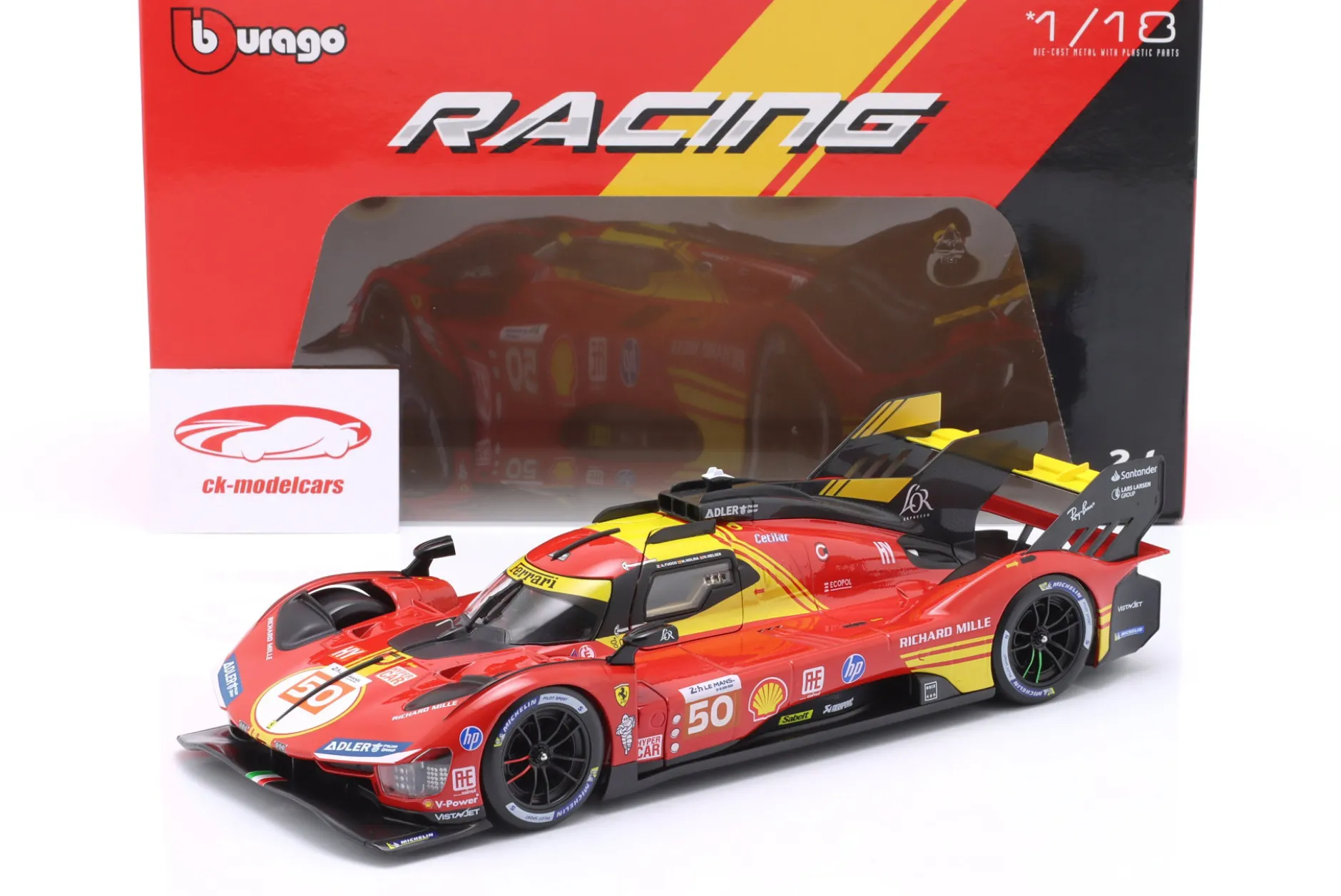 Ferrari 499P #50 Sieger 24h LeMans 2024 Fuoco, Molina, Nielsen 1:18 Bburago