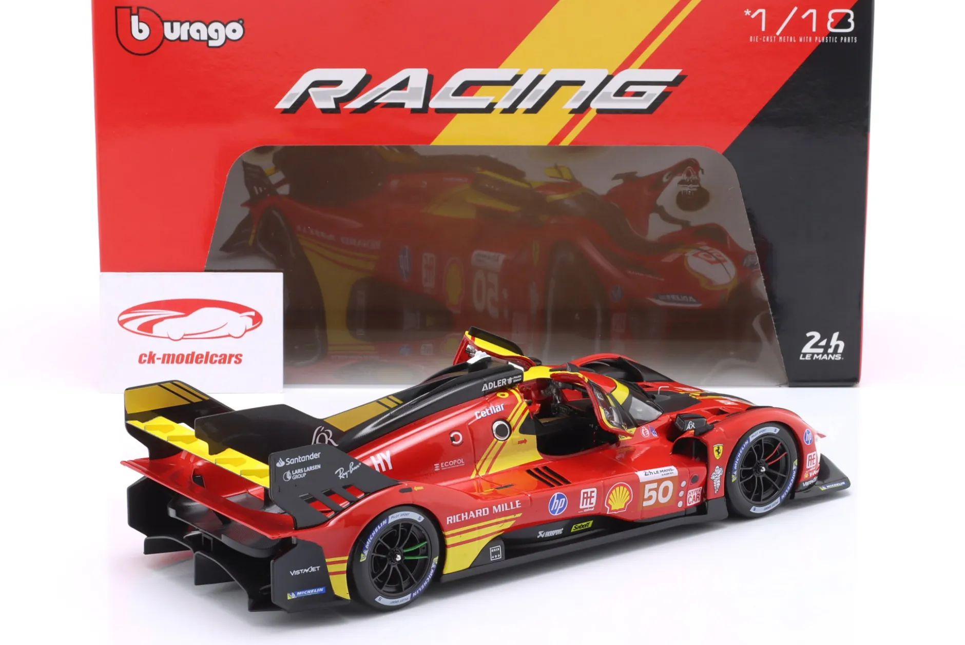 Ferrari 499P #50 Sieger 24h LeMans 2024 Fuoco, Molina, Nielsen 1:18 Bburago