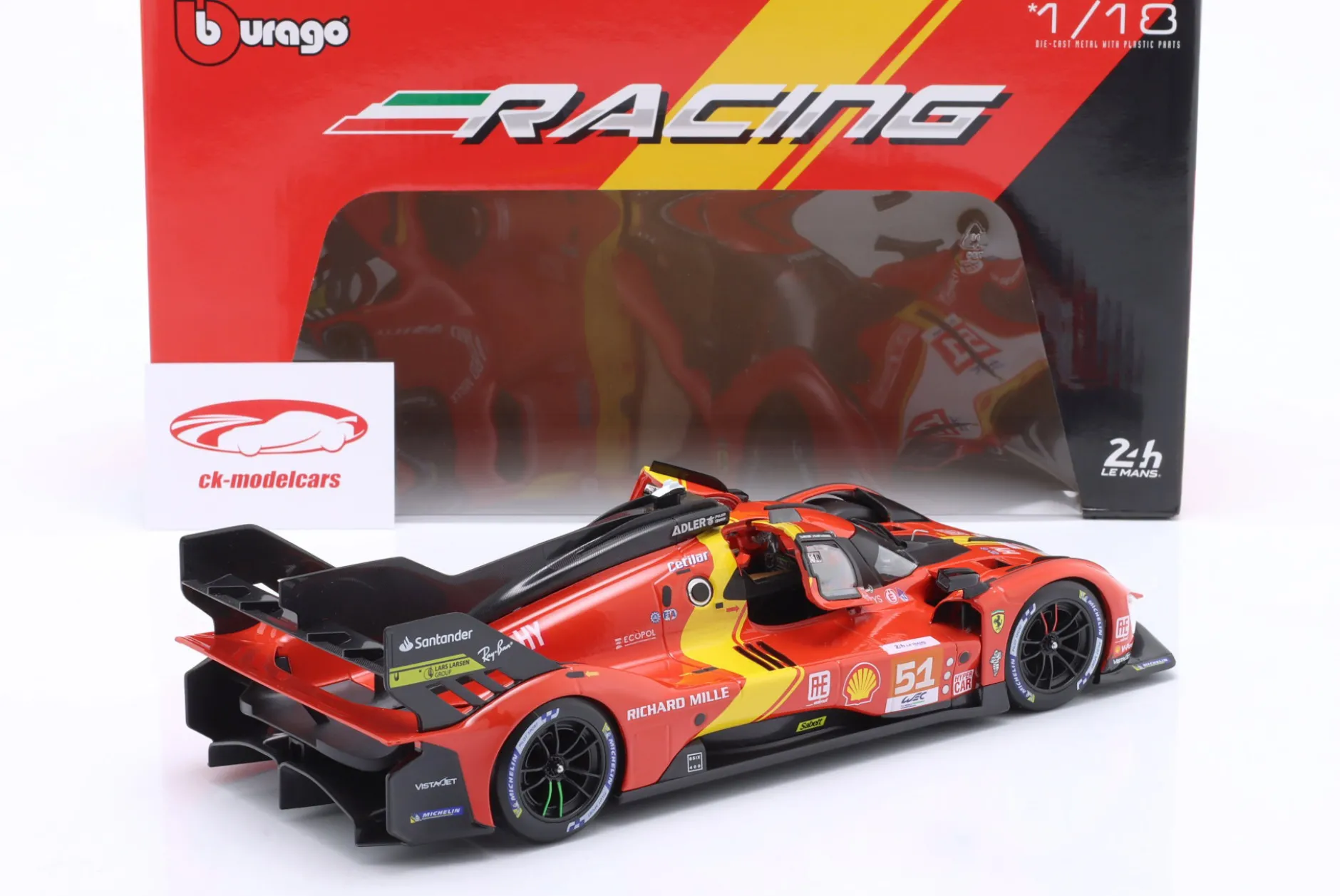 Ferrari 499P #51 Sieger 24h LeMans 2023 Pier Guidi, Calado, Giovinazzi 1:18 Bburago