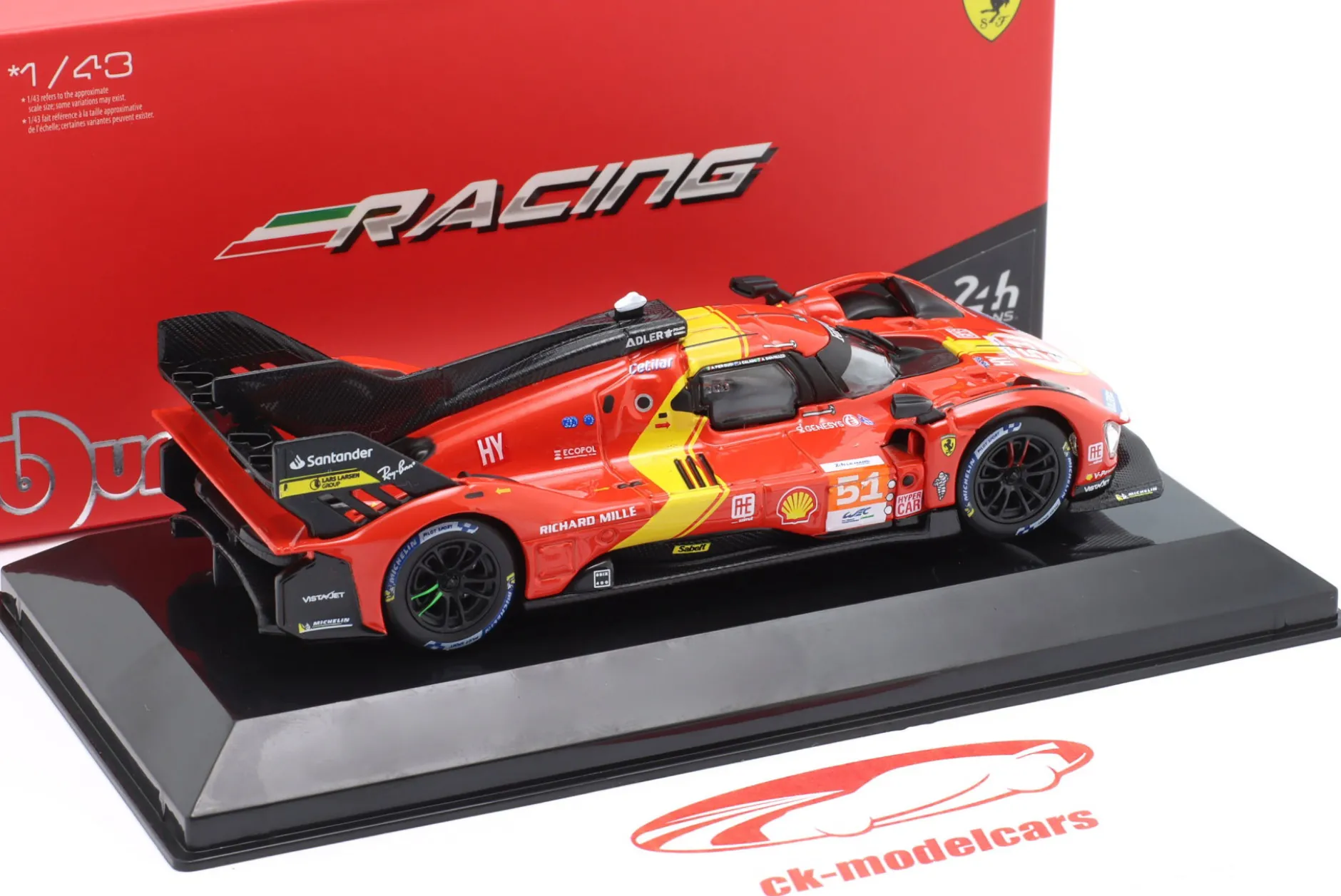 Ferrari 499P #51 Sieger 24h LeMans 2023 Pier Guidi, Calado, Giovinazzi 1:43 Bburago