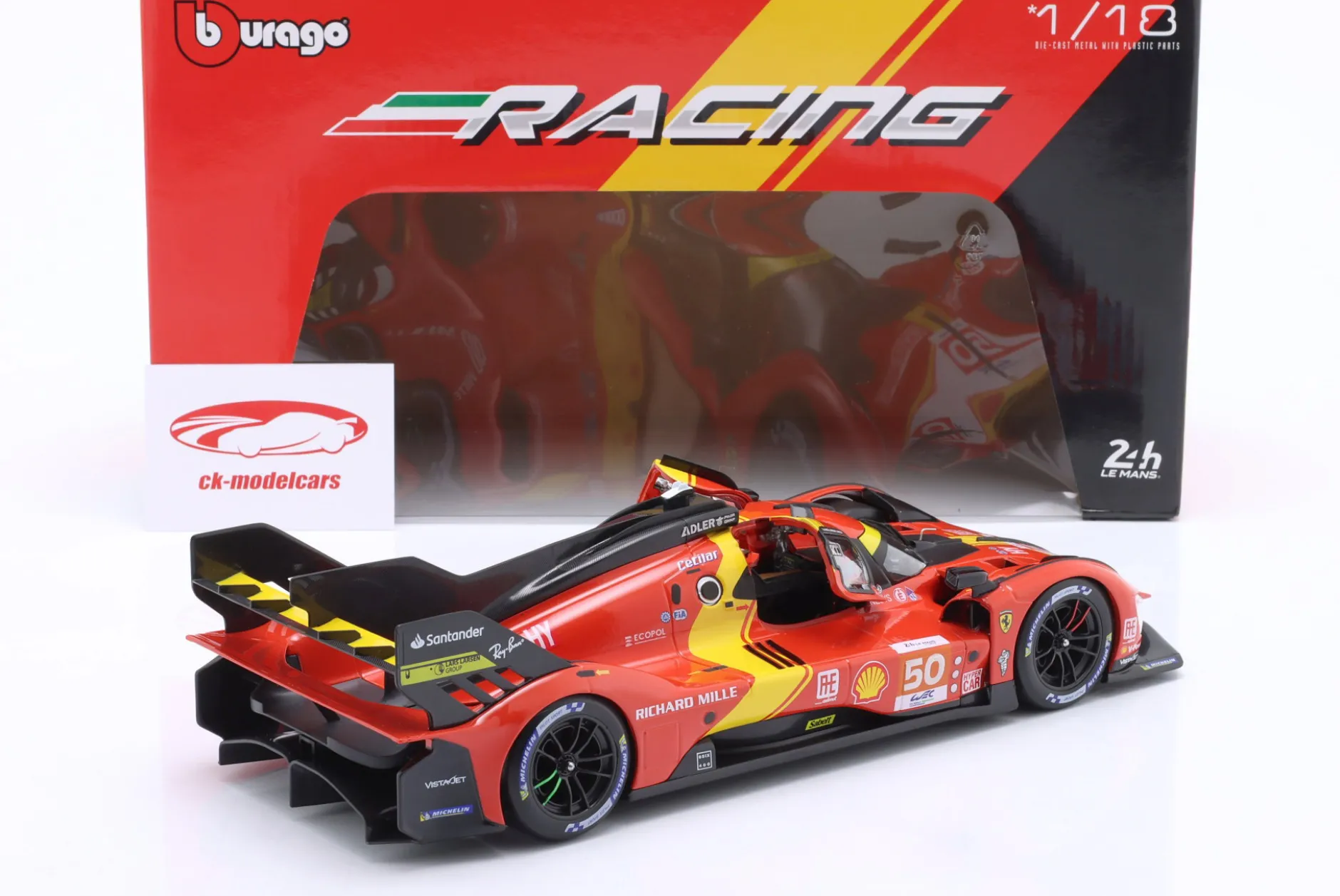 Ferrari 499P #50 5th 24h LeMans 2023 Fuoco, Molina, Nielsen 1:18 Bburago