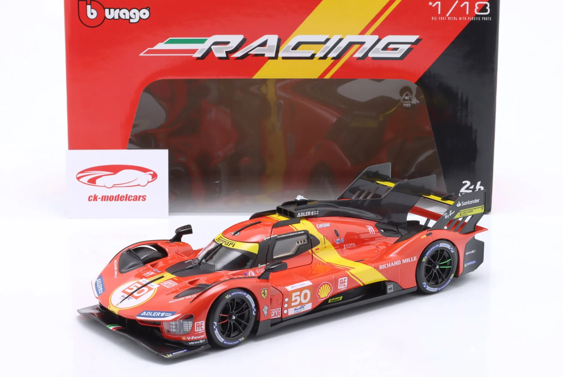 Ferrari 499P #50 5th 24h LeMans 2023 Fuoco, Molina, Nielsen 1:18 Bburago