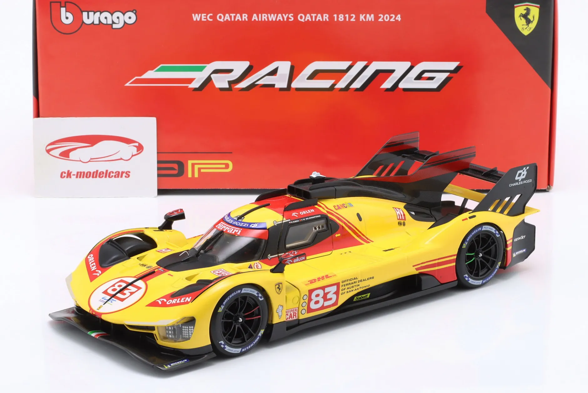 Ferrari 499P #83 4th WEC Katar 2024 Kubica, Shwartzman, Ye 1:18 Bburago