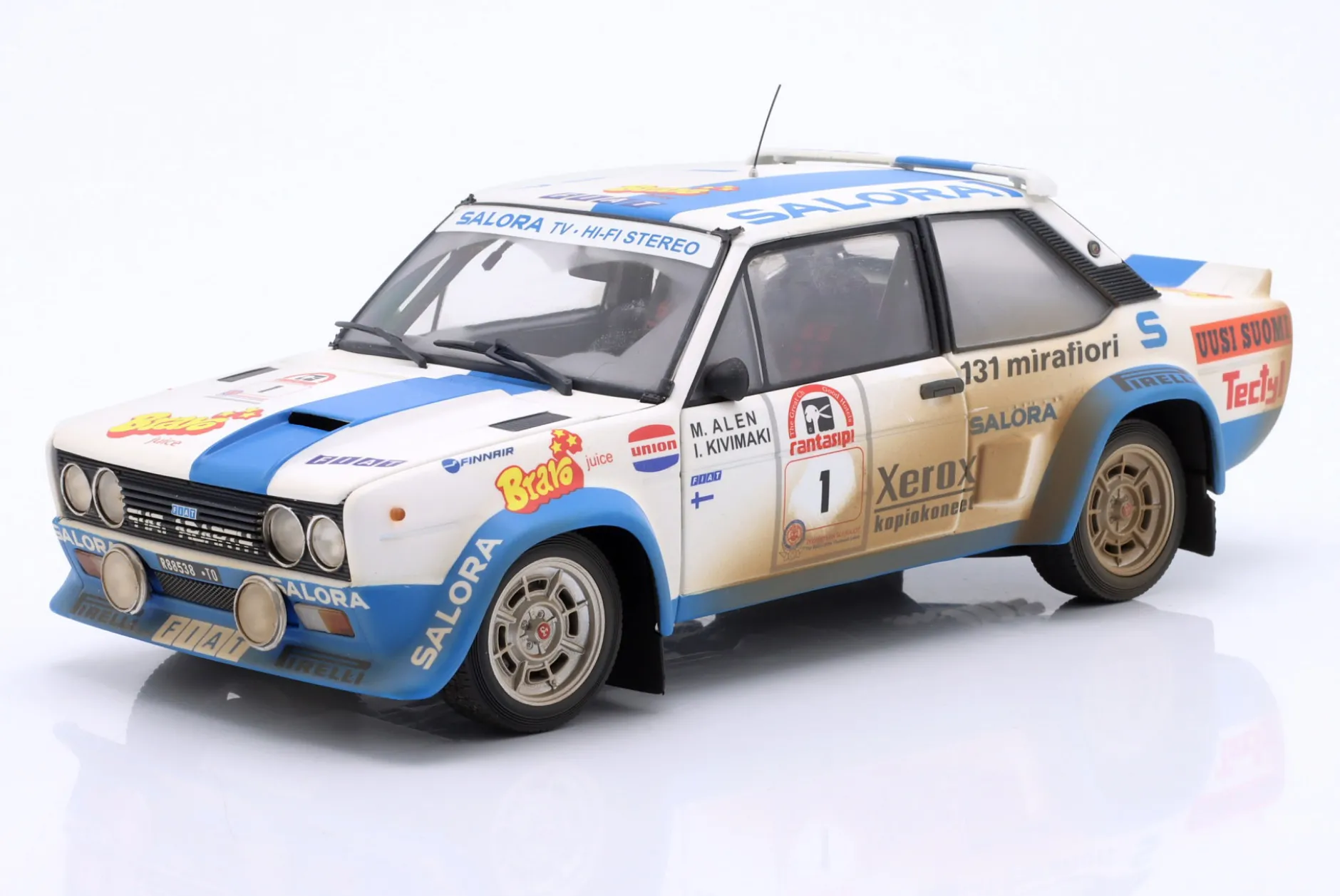Fiat 131 Abarth Dirty Version #1 Sieger Rallye 1000 Lakes 1980 Alen, Kivimäki 1:18 Kyosho