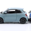 Fiat 500E mit Fahrradträger Baujahr 2023 blau 1:24 Bburago