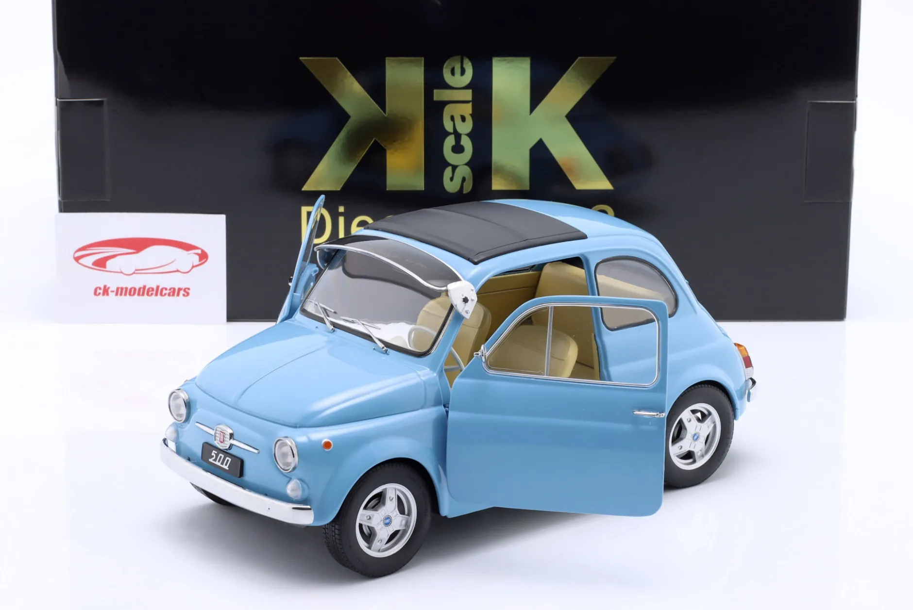 Fiat 500 F Custom Baujahr 1968 hellblau 1:12 KK-Scale
