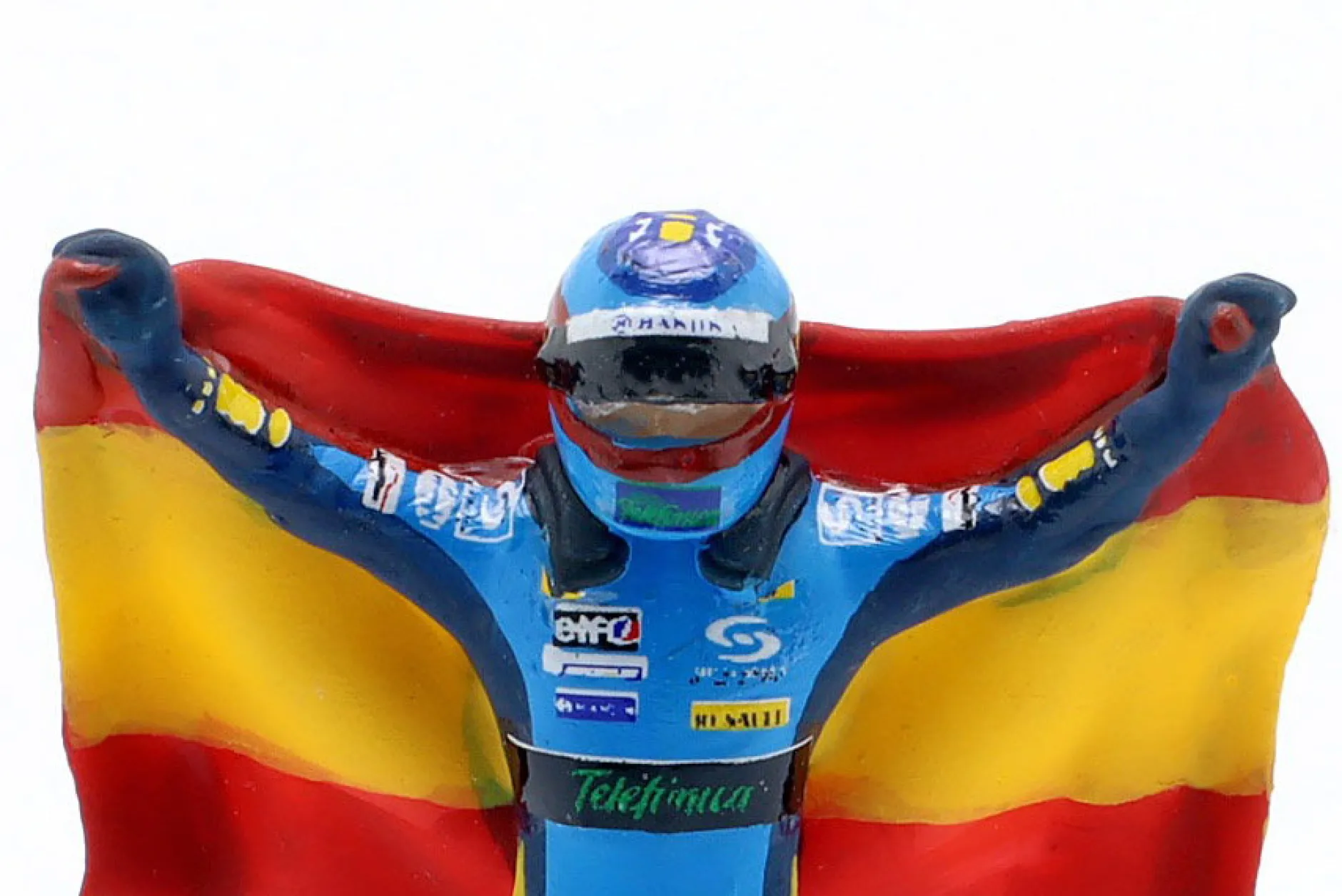 Figur Fernando Alonso mit Flagge blau, gelb 1:43 Cartrix