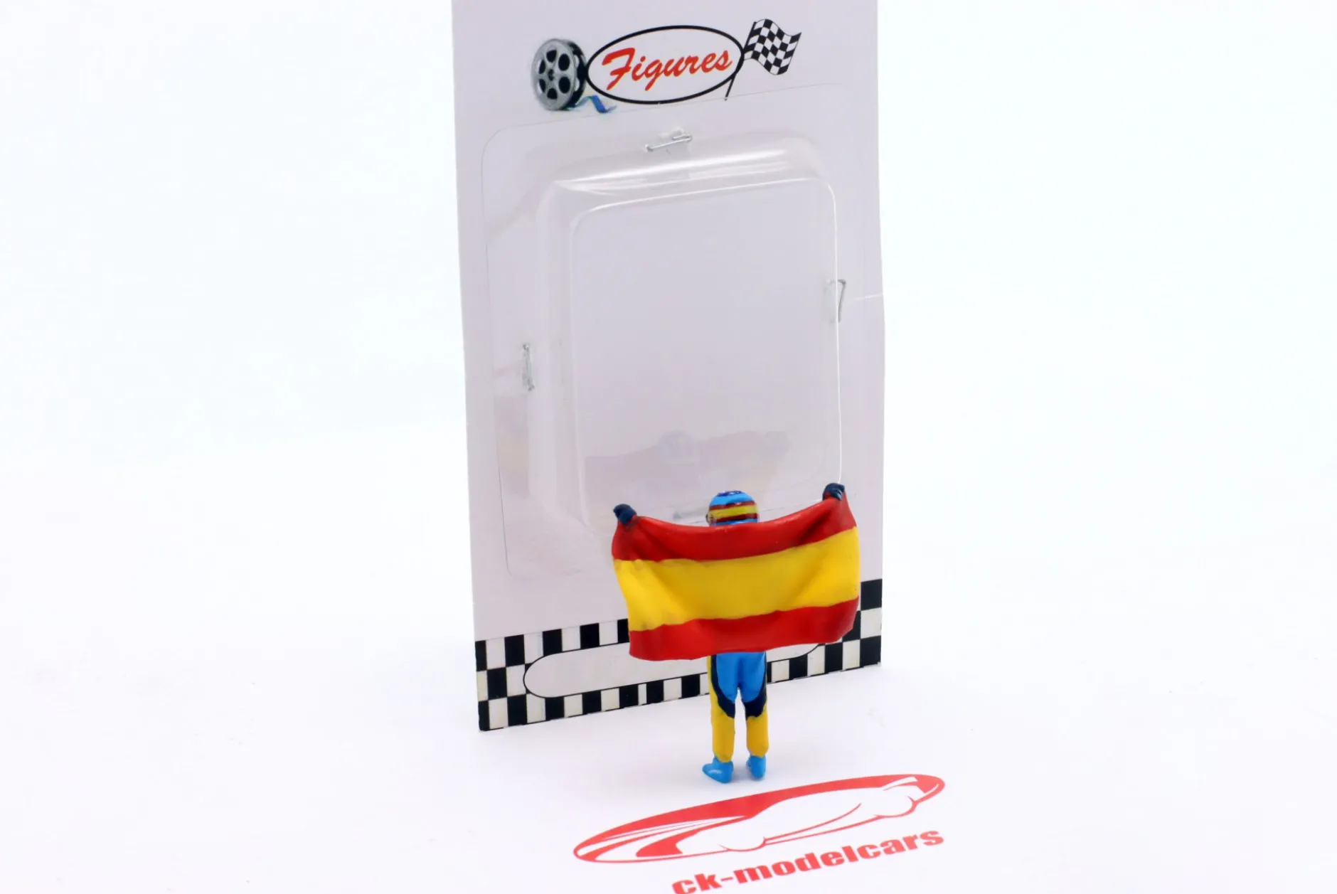 Figur Fernando Alonso mit Flagge blau, gelb 1:43 Cartrix