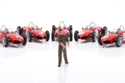 Figur Mechaniker mit braunem Overall schiebt 1:18 FigurenManufaktur