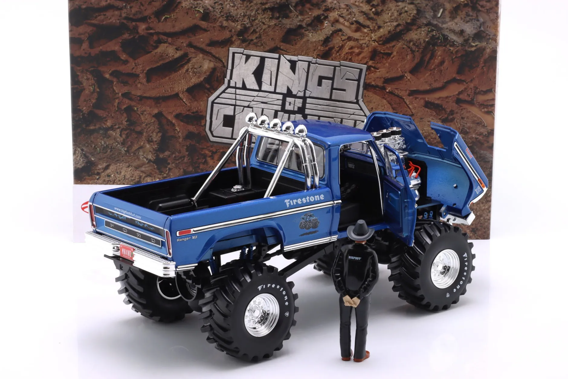 Ford F-250 Monster Truck 48-inch Tires Bigfoot #1 1974 mit 2 Figuren 1:18 Greenlight