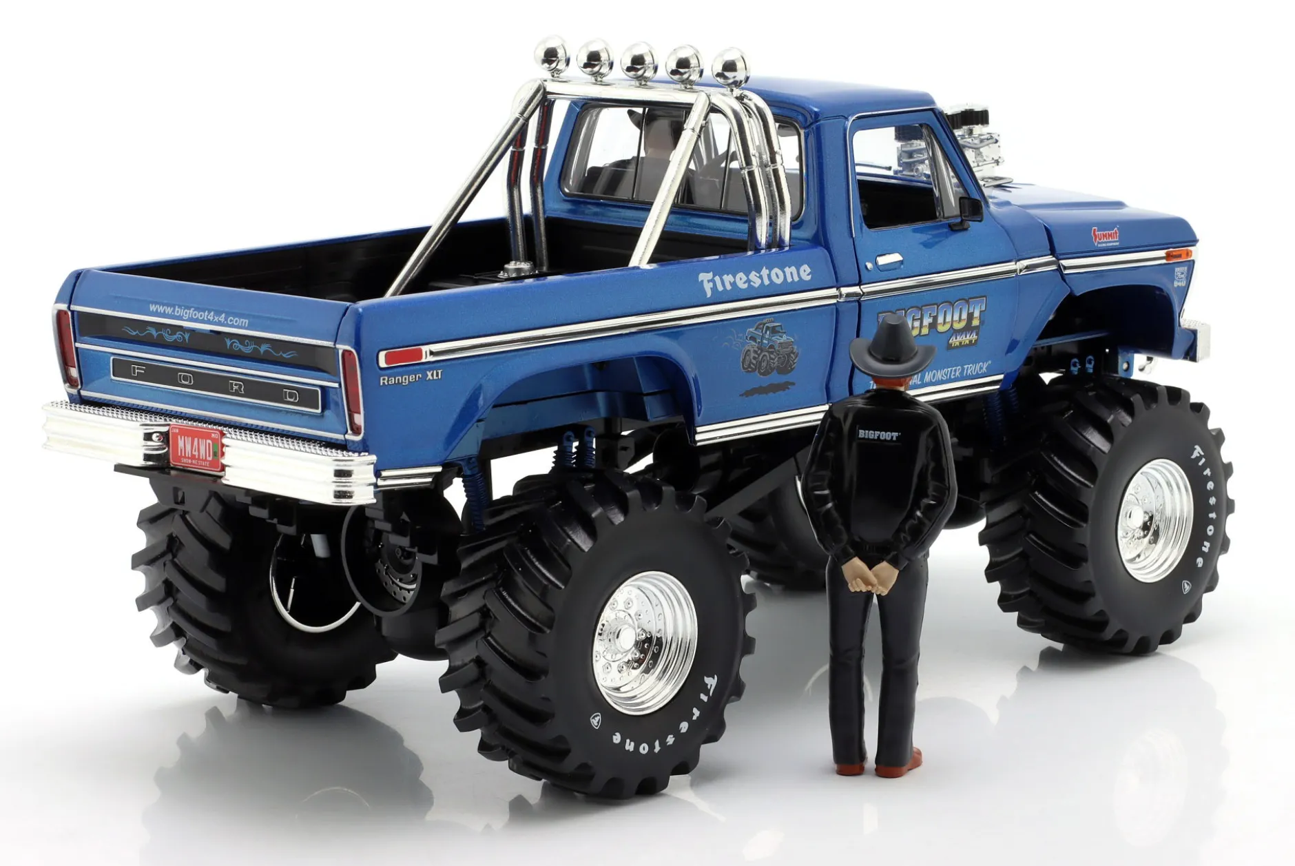 Ford F-250 Monster Truck 48-inch Tires Bigfoot #1 1974 mit 2 Figuren 1:18 Greenlight