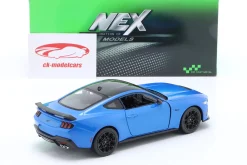 Ford Mustang GT Baujahr 2024 blau metallic / schwarz 1:24 Welly