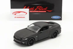 Ford Mustang GT Baujahr 2015 matt schwarz 1:24 Welly