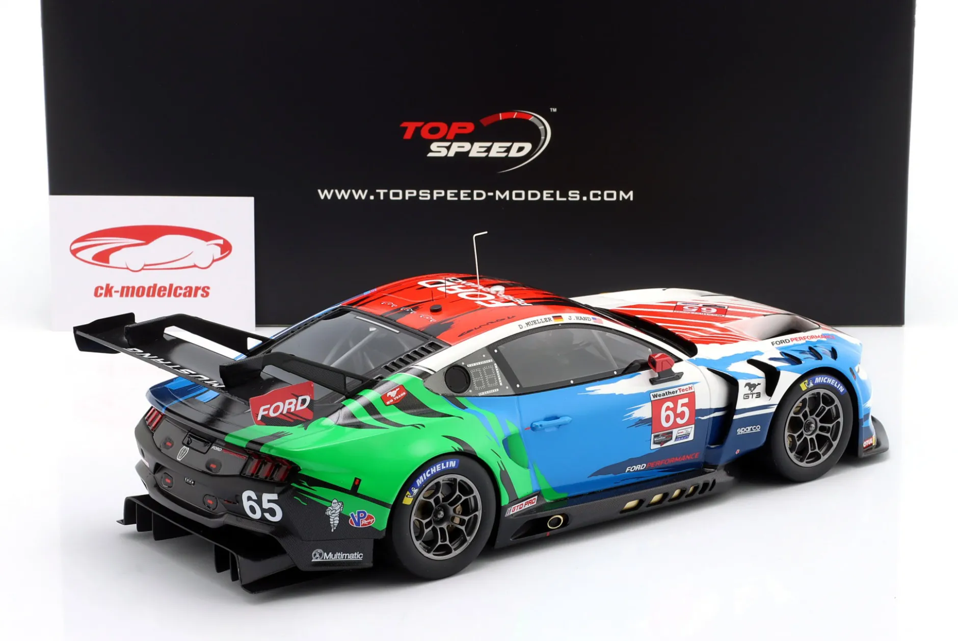 Ford Mustang GT3 #65 Laguna Seca IMSA 2024 Hand, Müller 1:18 TrueScale