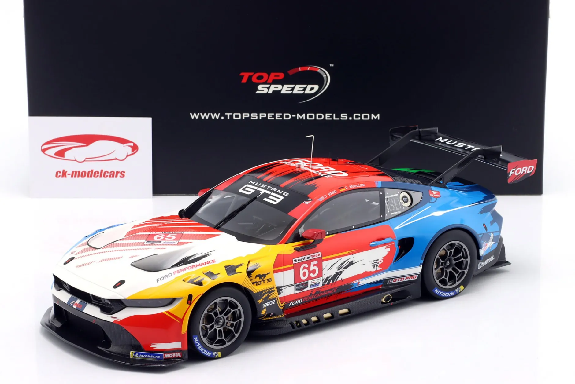 Ford Mustang GT3 #65 Laguna Seca IMSA 2024 Hand, Müller 1:18 TrueScale