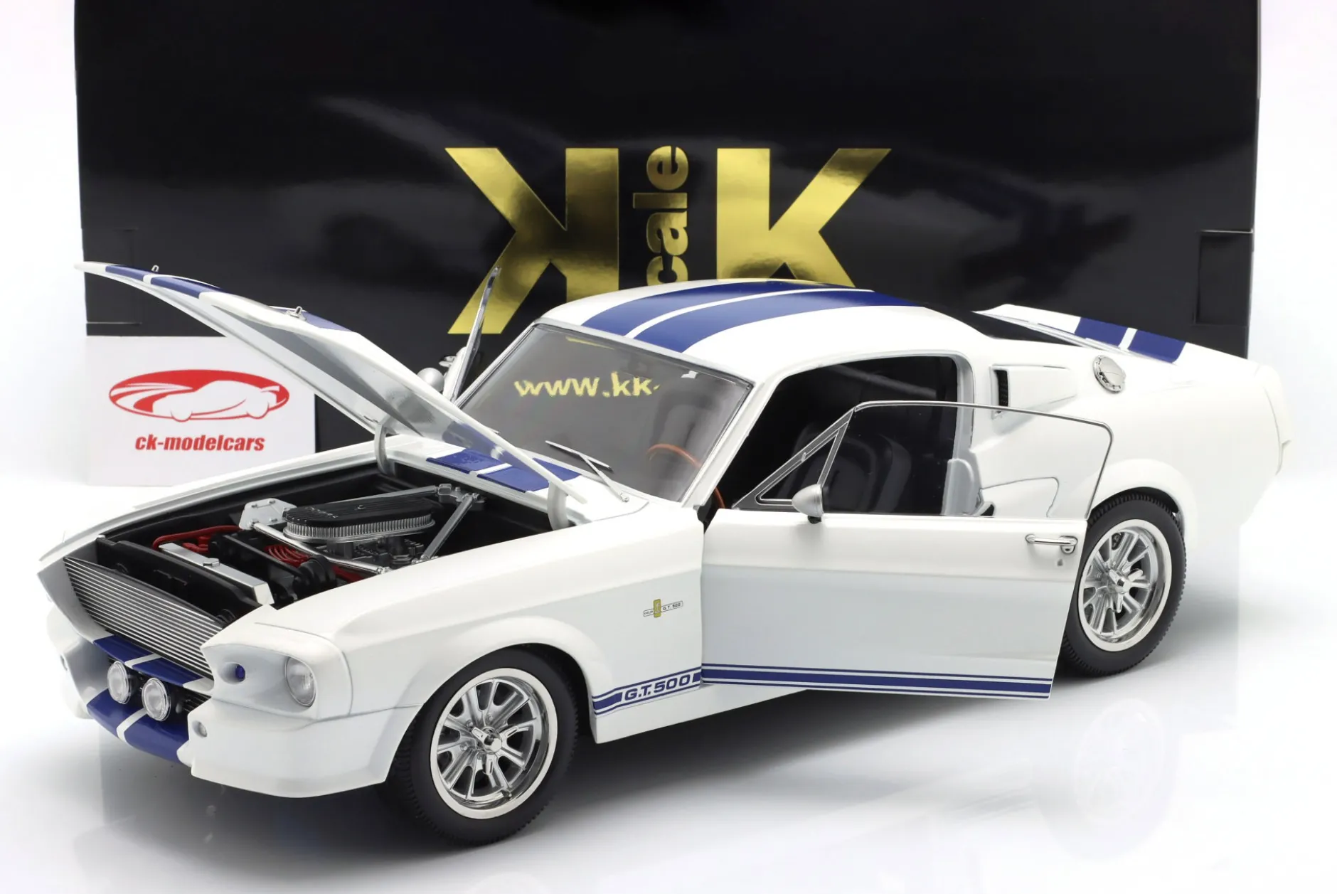 Ford Mustang Shelby GT500 Baujahr 1967 weiß / blau 1:12 KK-Scale