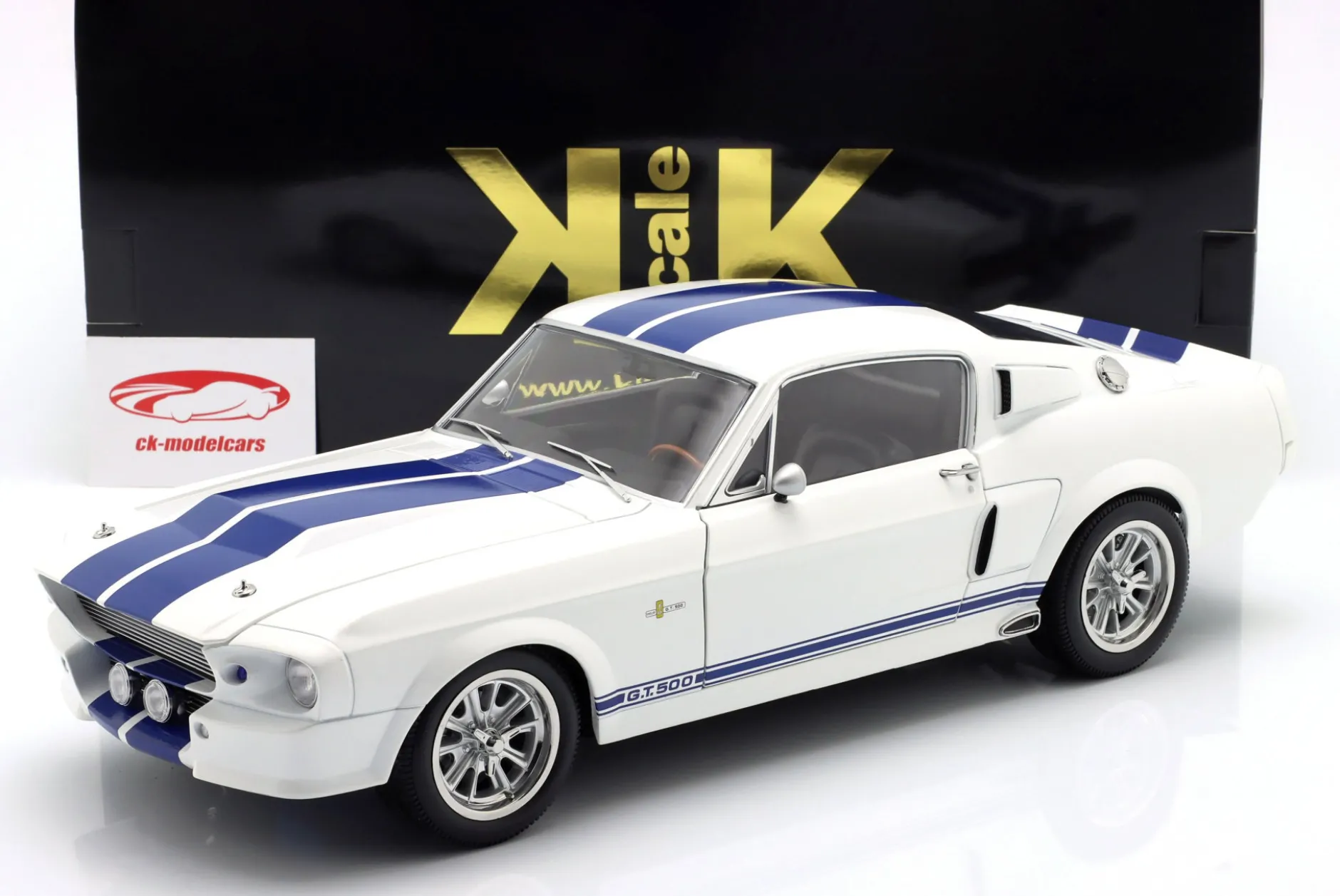 Ford Mustang Shelby GT500 Baujahr 1967 weiß / blau 1:12 KK-Scale