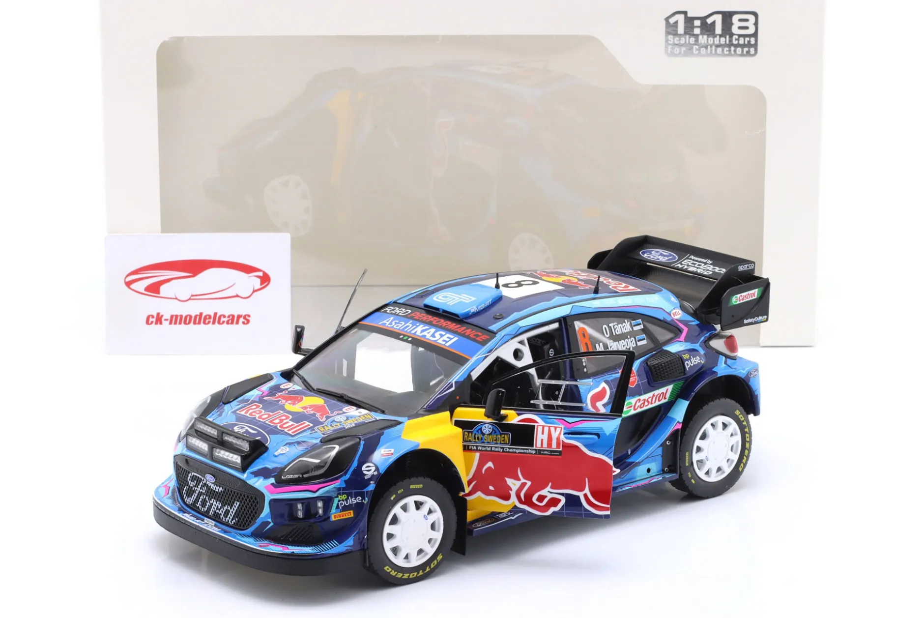 Ford Puma Rally1 Hybrid #8 Sieger Rallye Schweden 2023 Tänak, Järveoja 1:18 Solido