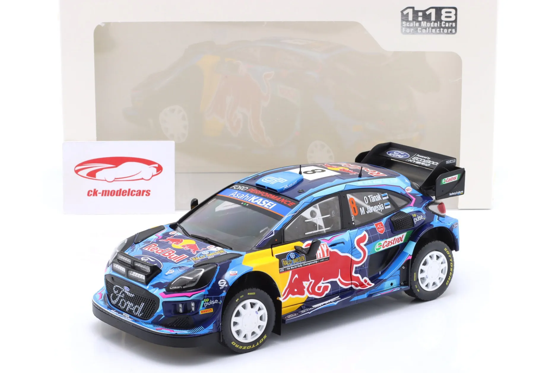 Ford Puma Rally1 Hybrid #8 Sieger Rallye Schweden 2023 Tänak, Järveoja 1:18 Solido