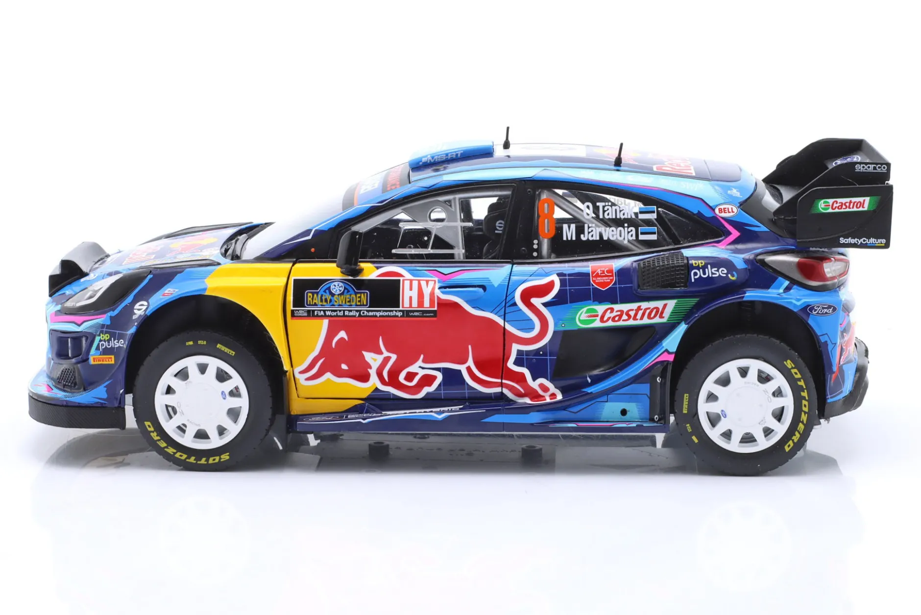 Ford Puma Rally1 Hybrid #8 Sieger Rallye Schweden 2023 Tänak, Järveoja 1:18 Solido