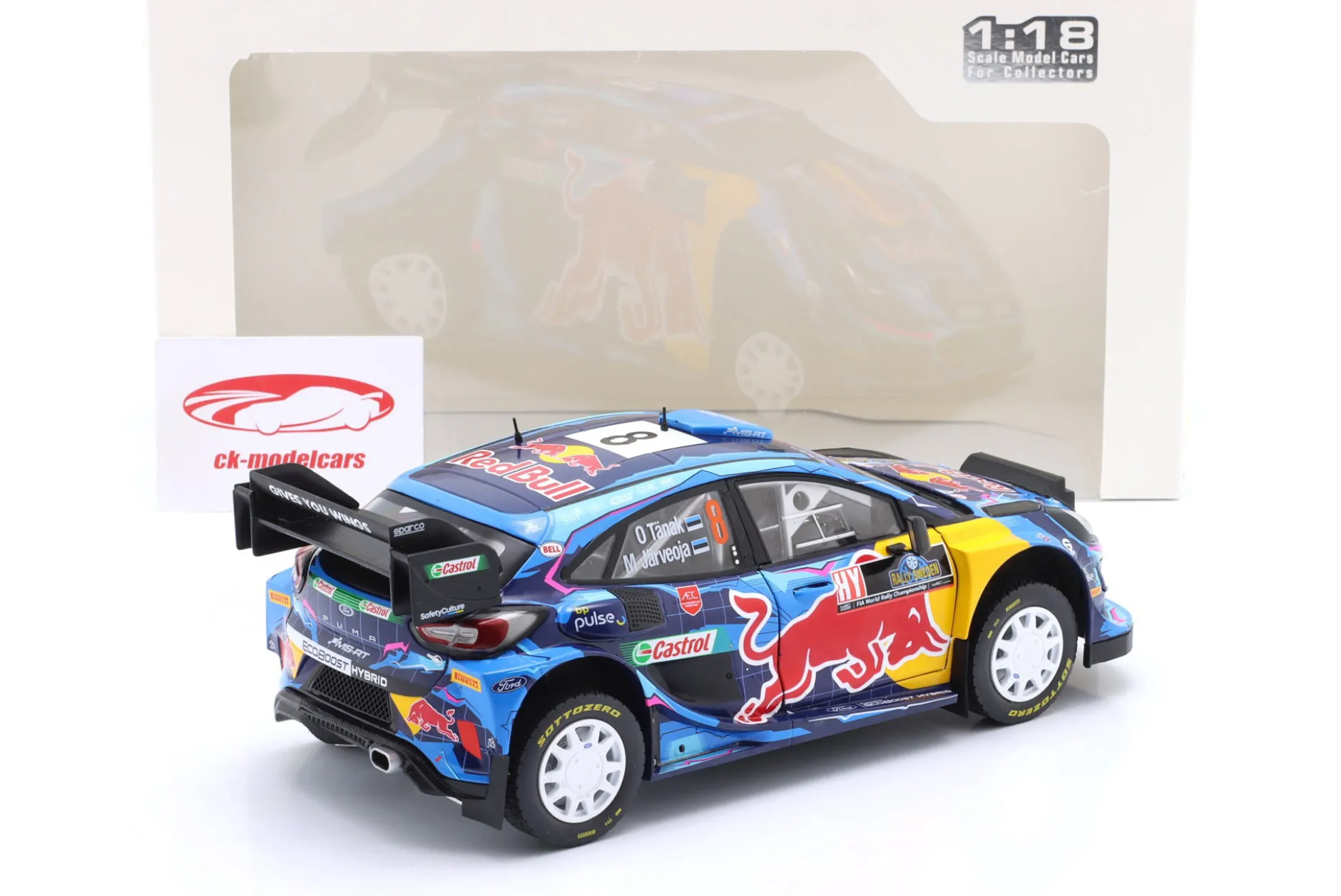 Ford Puma Rally1 Hybrid #8 Sieger Rallye Schweden 2023 Tänak, Järveoja 1:18 Solido