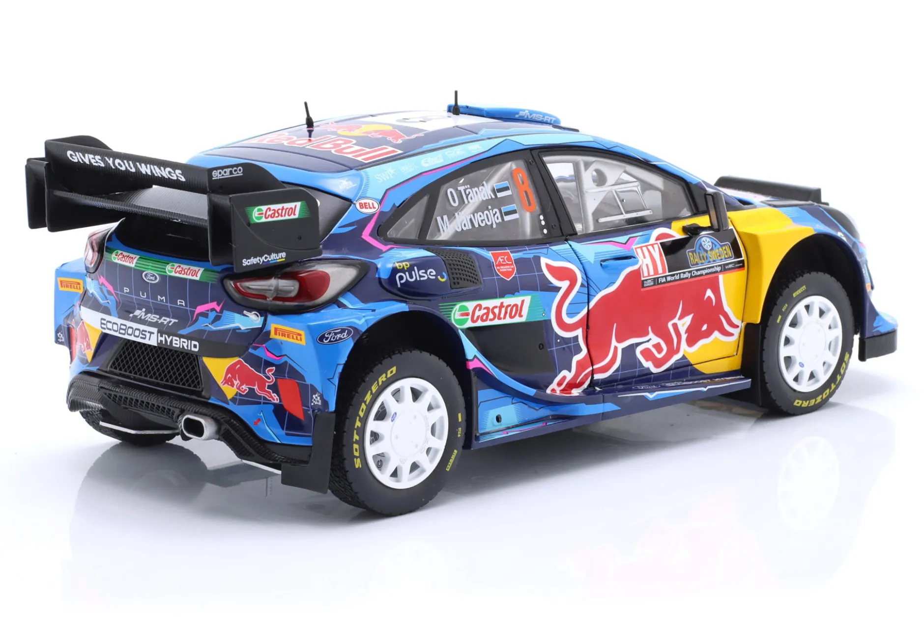 Ford Puma Rally1 Hybrid #8 Sieger Rallye Schweden 2023 Tänak, Järveoja 1:18 Solido