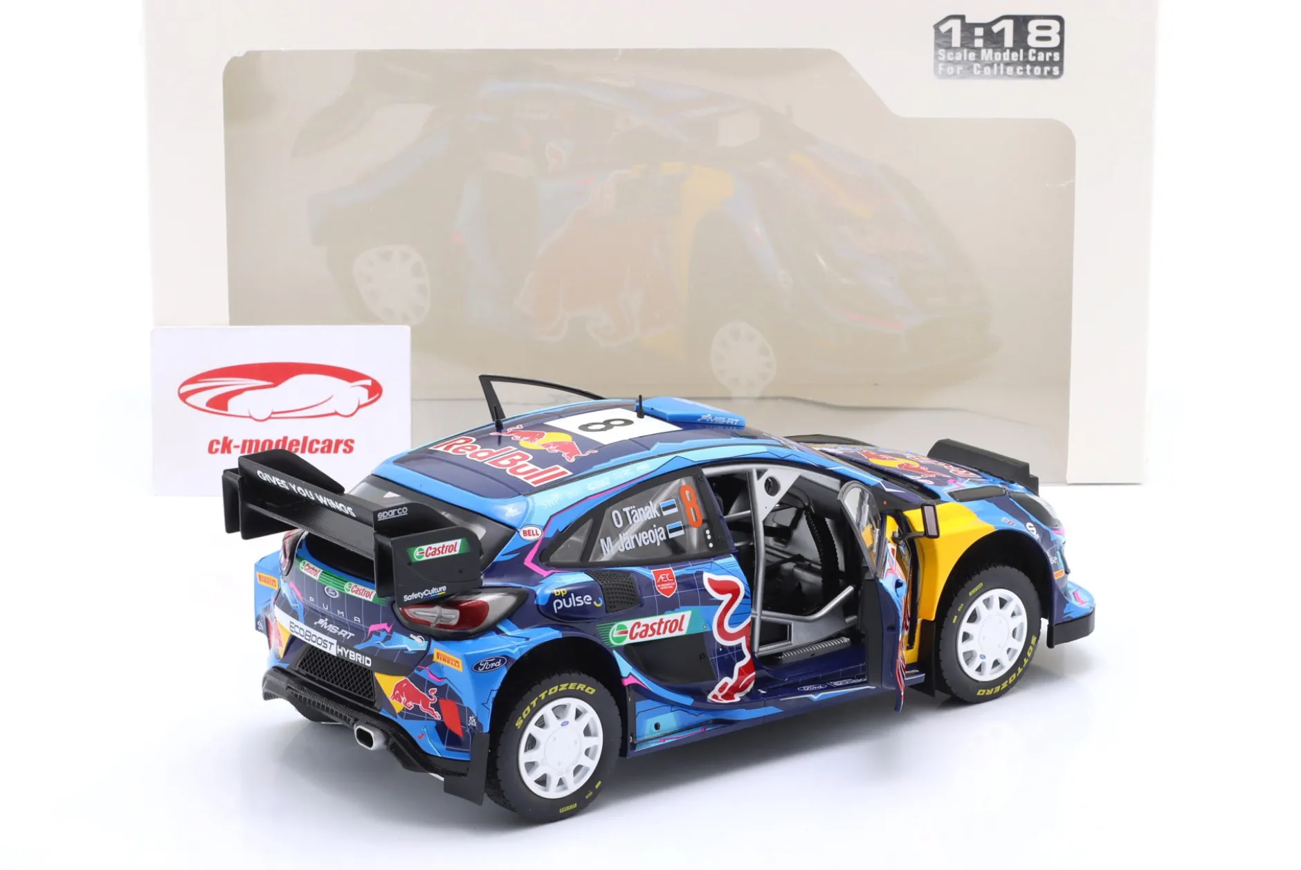Ford Puma Rally1 Hybrid #8 Sieger Rallye Schweden 2023 Tänak, Järveoja 1:18 Solido