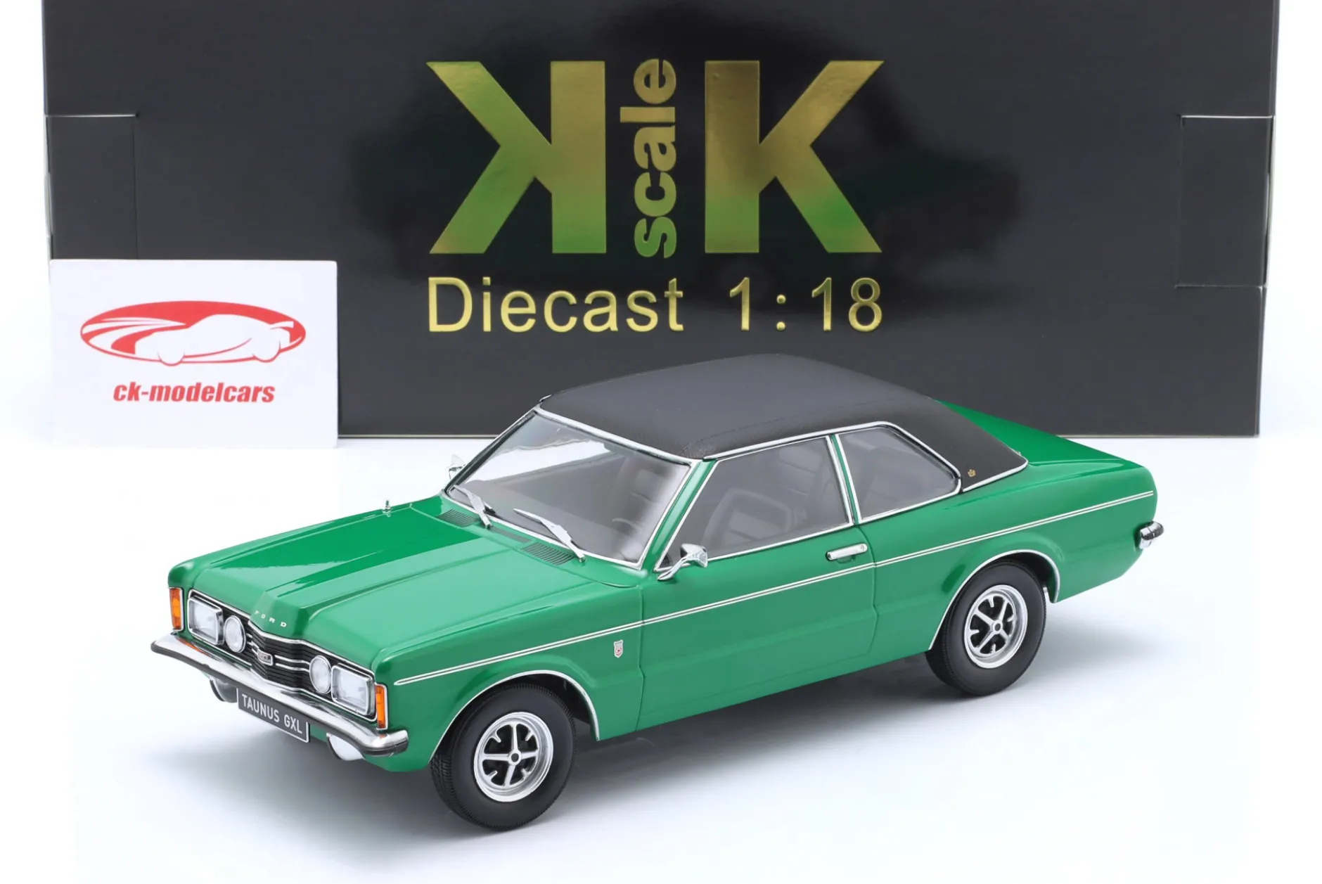 Ford Taunus GXL Limousine 1971 grün / mattschwarz 1:18 KK-Scale