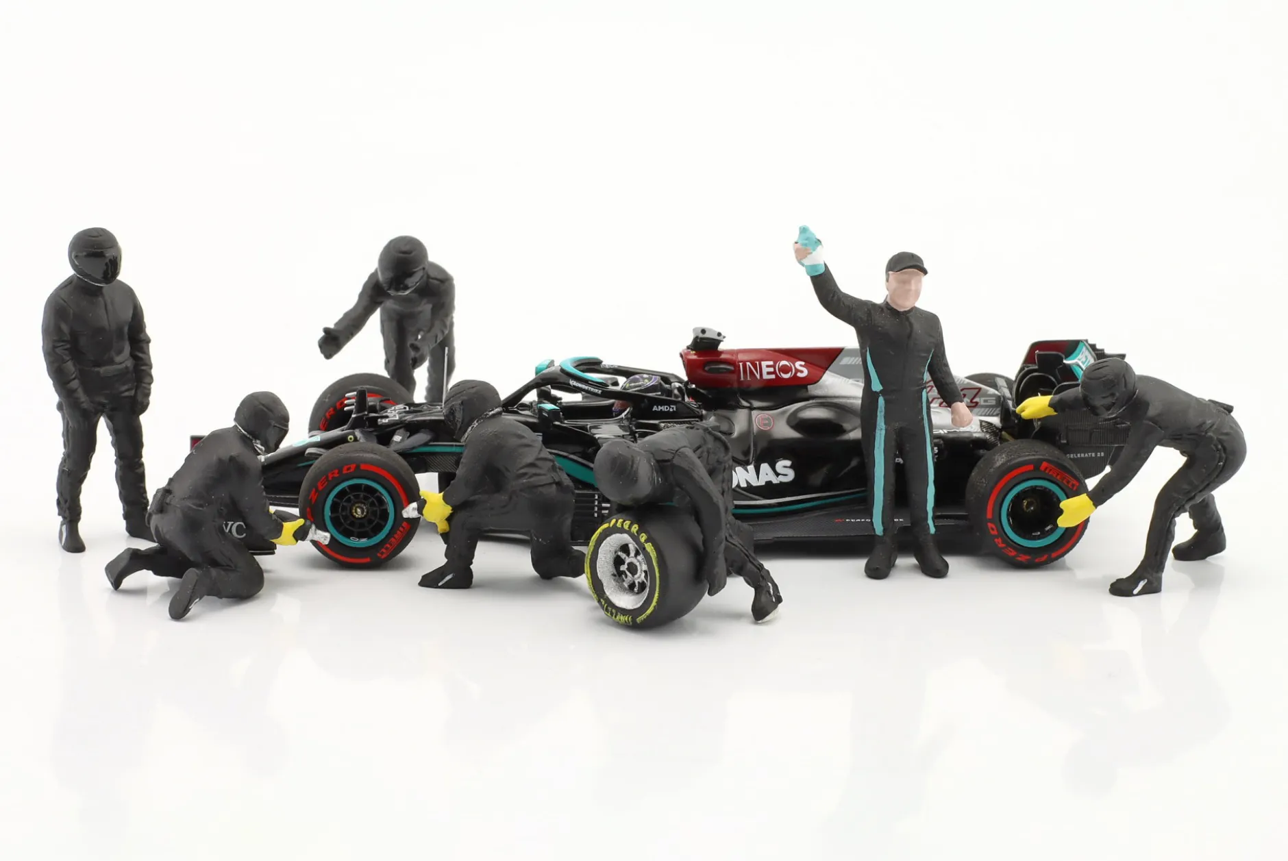 Formel 1 Pit Crew Figuren-Set #3 Team Schwarz 1:43 American Diorama