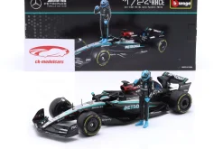 George Russell Mercedes-AMG F1 W15 #63 Formel 1 2024 mit Figur 1:24 Bburago