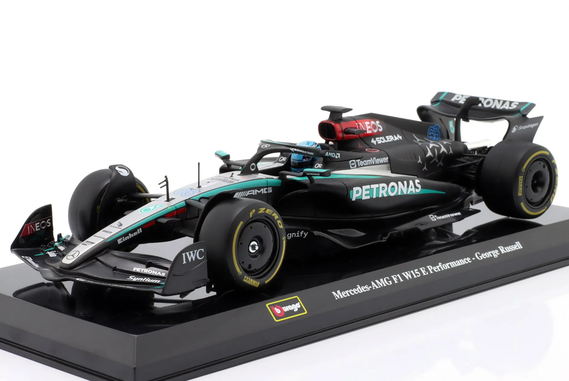George Russell Mercedes-AMG F1 W15 #63 Formel 1 2024 1:24 Bburago
