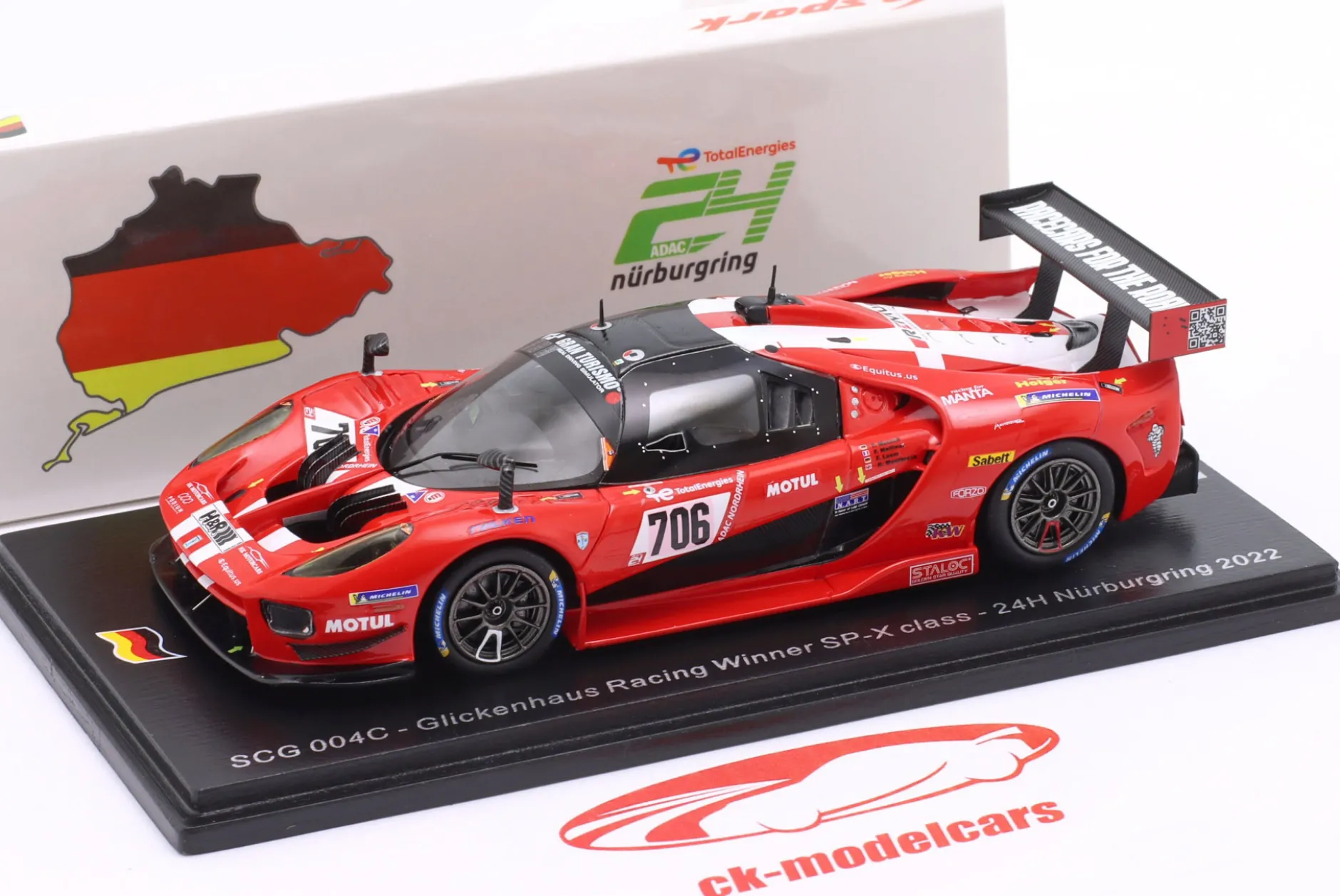 Glickenhaus SCG 004c #706 Sieger SPX 12th 24h Nürburgring 2022 Glickenhaus Racing 1:43 Spark