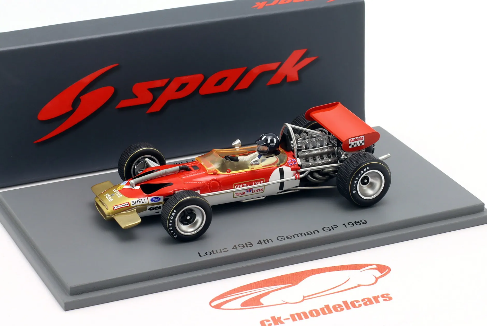 Graham Hill Lotus 49B #1 4th Deutschland GP Formel 1 1969 1:43 Spark