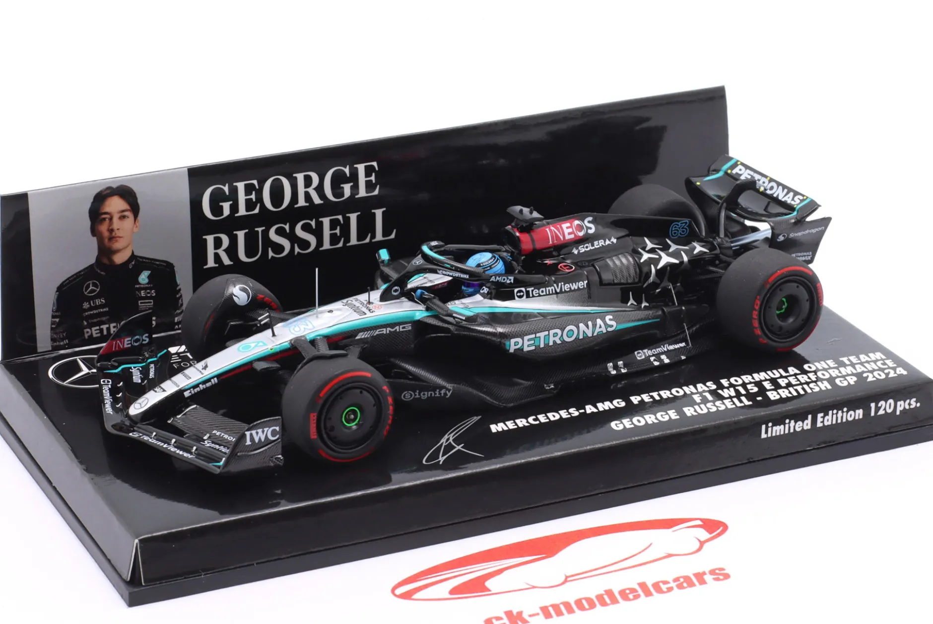 G. Russell Mercedes-AMG F1 W15 #63 British GP Formel 1 2024 1:43 Minichamps