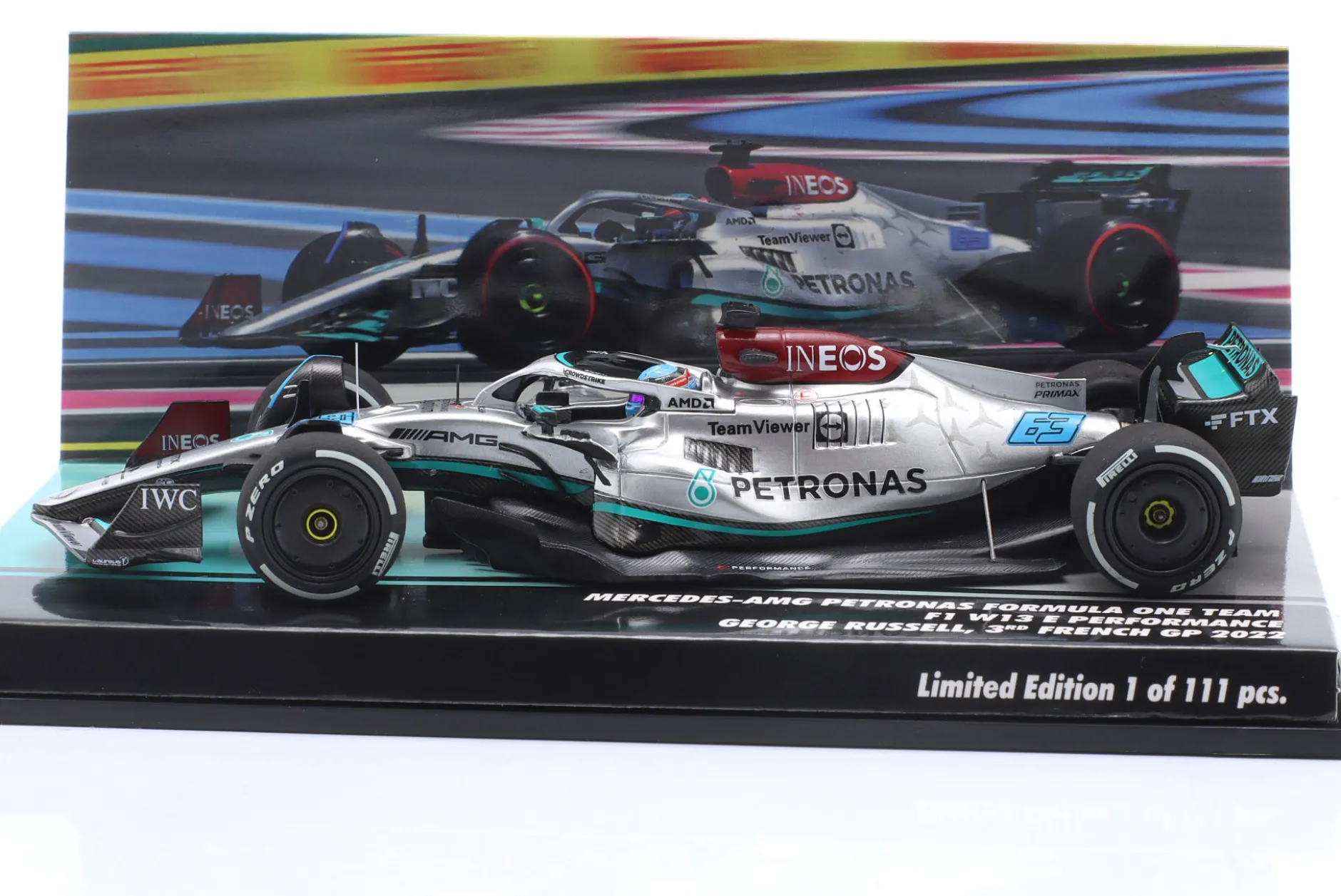 G. Russell Mercedes-AMG F1 W13 #63 3rd Frankreich GP Formel 1 2022 1:43 Minichamps