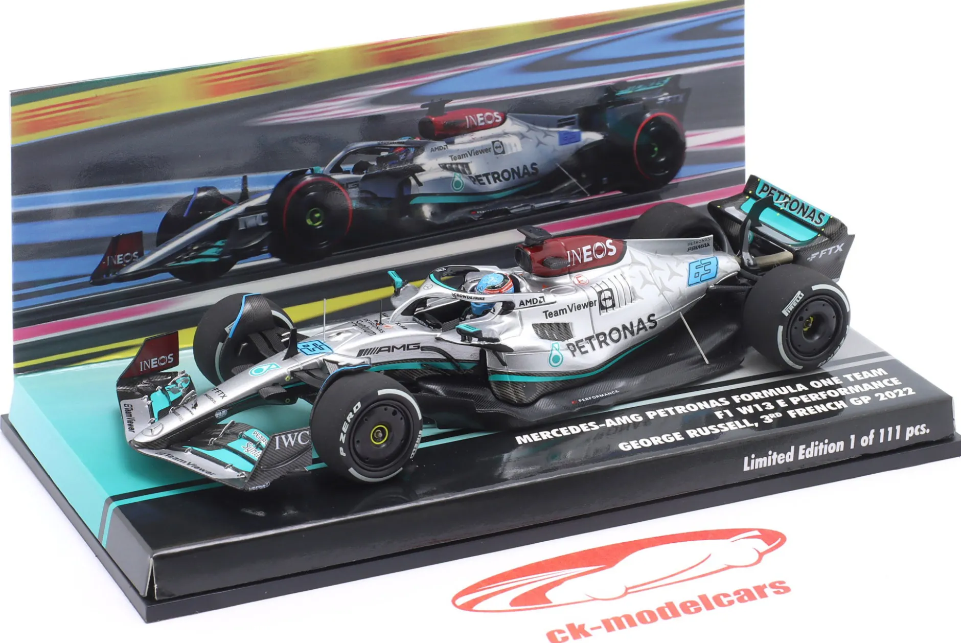 G. Russell Mercedes-AMG F1 W13 #63 3rd Frankreich GP Formel 1 2022 1:43 Minichamps
