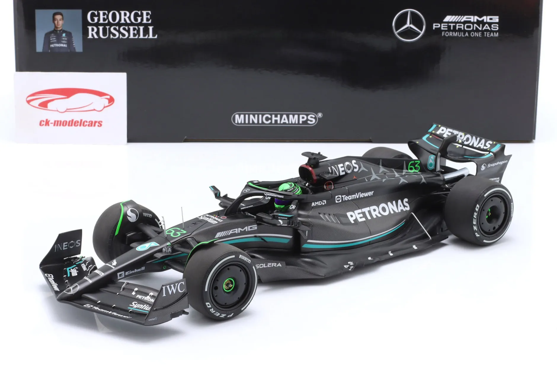 G. Russell Mercedes-AMG F1 W14 #63 7th Bahrain GP Formel 1 2023 1:18 Minichamps
