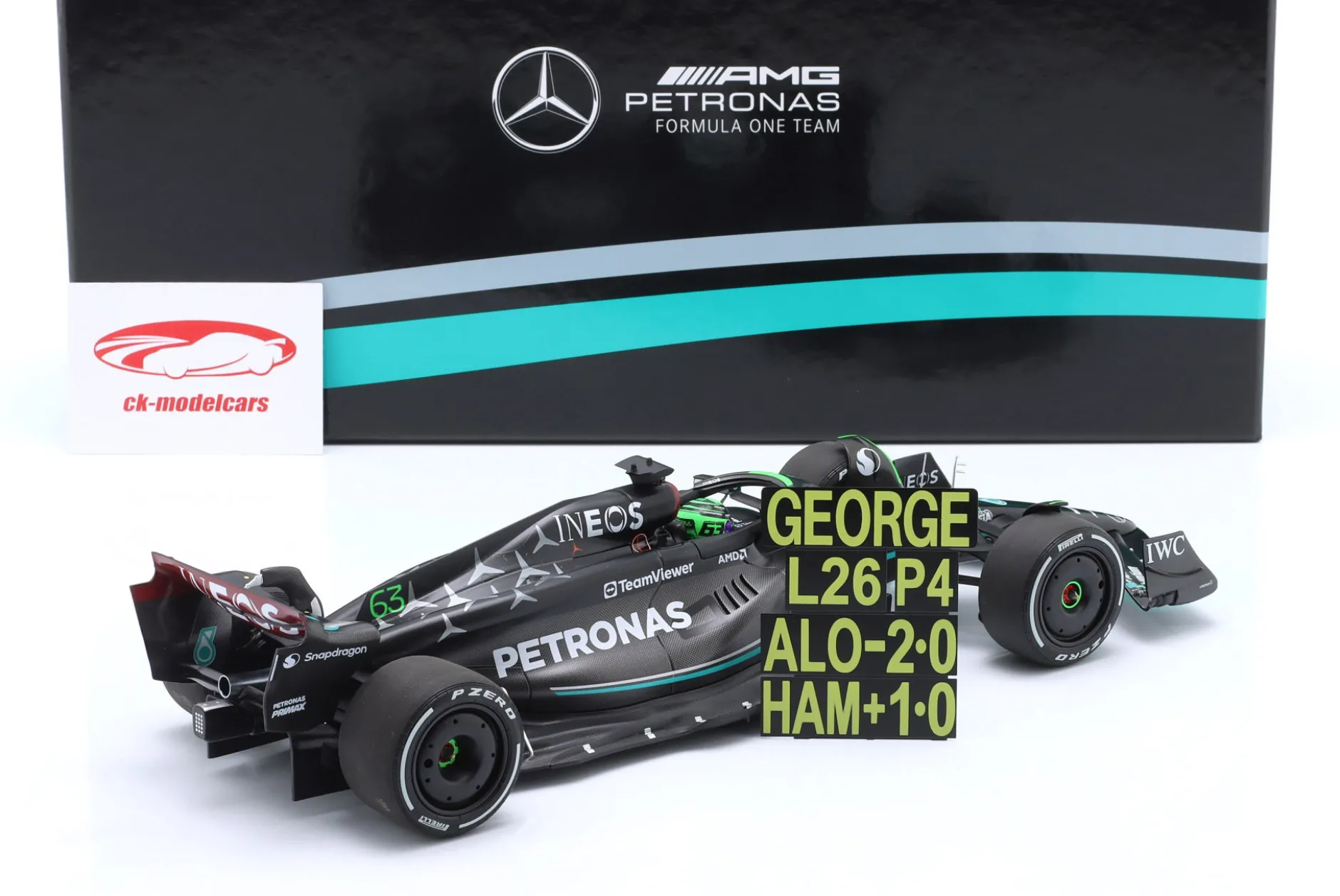G. Russell Mercedes-AMG F1 W14 #63 7th Bahrain GP Formel 1 2023 1:18 Minichamps