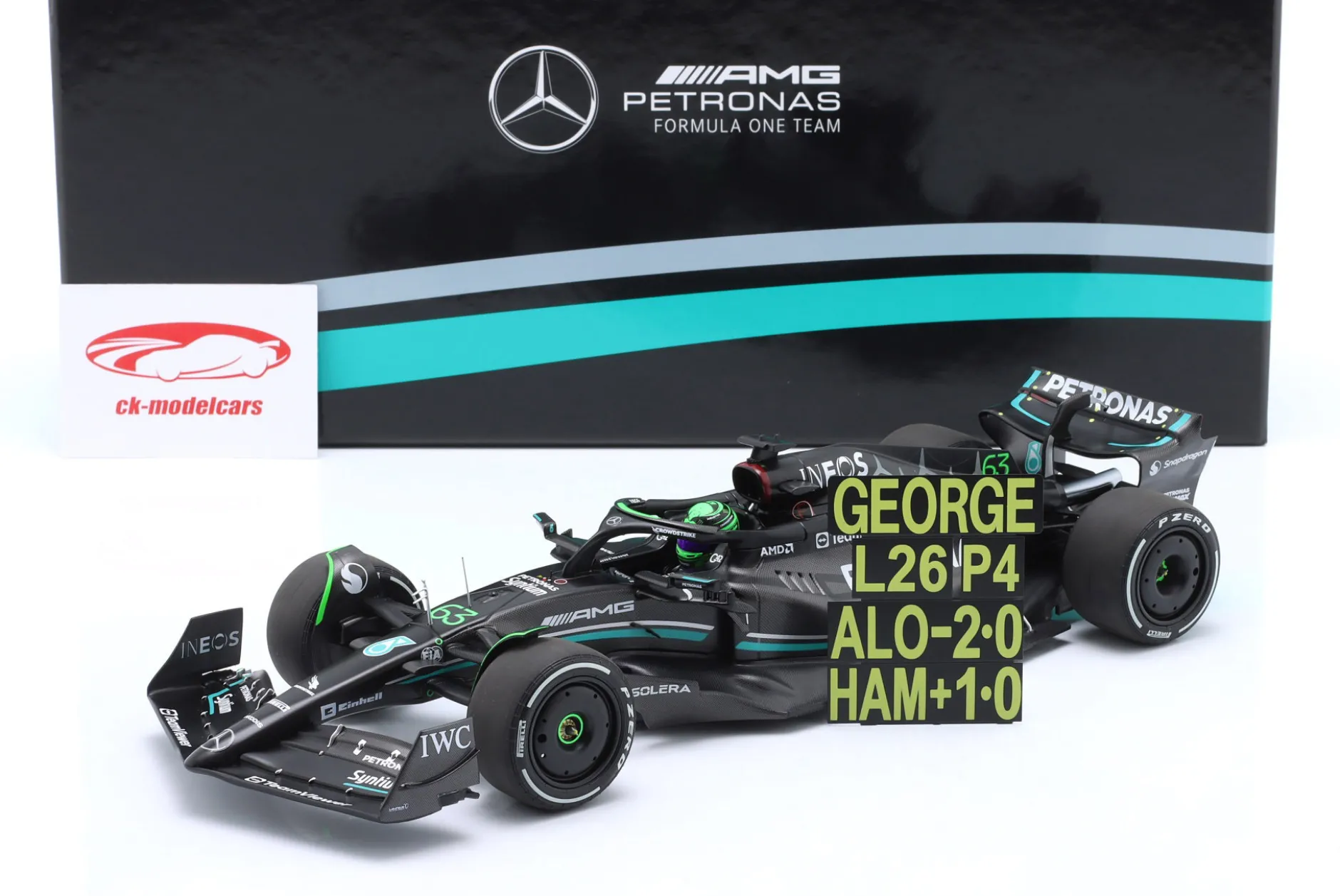 G. Russell Mercedes-AMG F1 W14 #63 7th Bahrain GP Formel 1 2023 1:18 Minichamps