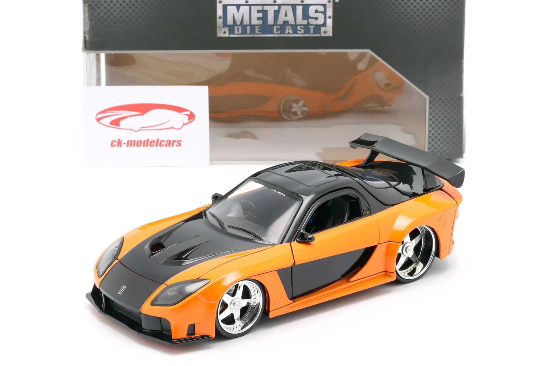 Han's Mazda RX-7 Fast & Furious Tokyo Drift (2006) orange / schwarz 1:24 Jada Toys