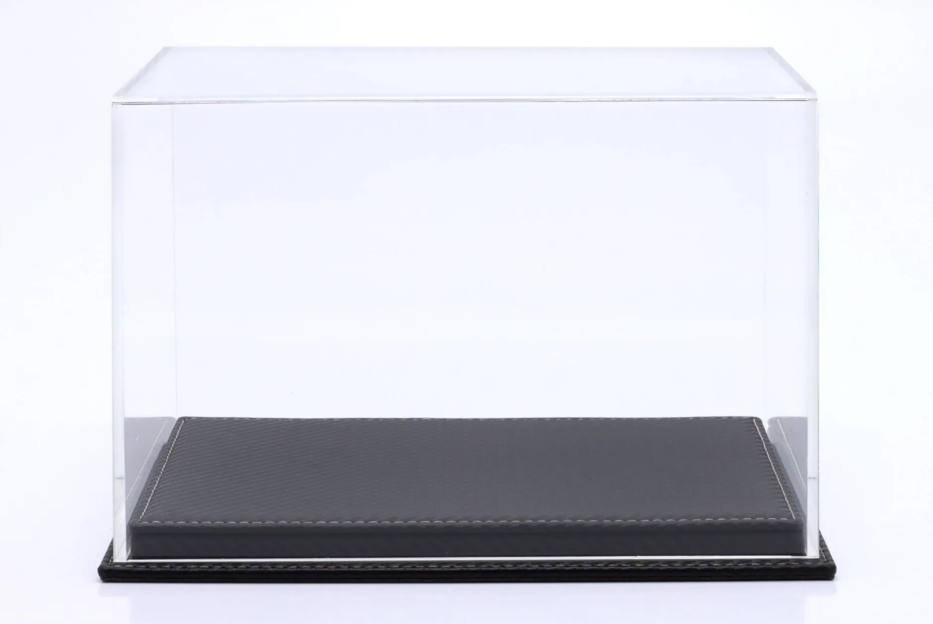 Hochwertige Acryl-Vitrine Mulhouse mit karbonschwarzem Leder-Boden für Helme 1:2 Atlantic