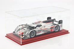 Hochwertige Vitrine mit Bodenplatte aus Leder für Modellautos im Maßstab 1:18 rot SAFE