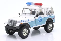 Jeep CJ-7 Clearwater Florida Police weiß / blau 1:18 Greenlight