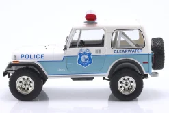 Jeep CJ-7 Clearwater Florida Police weiß / blau 1:18 Greenlight