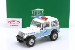 Jeep CJ-7 Clearwater Florida Police weiß / blau 1:18 Greenlight